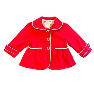 Janie and Jack seaside getaway red peplum style jacket coat size 6-12 months